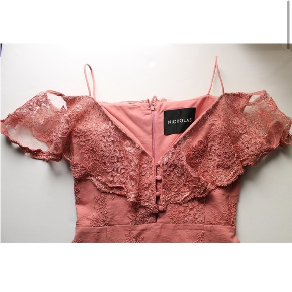 NICHOLAS Octavia Lace Pencil Midi Dress in Blush Pink / US 8 / Wedding - Picture 7 of 16